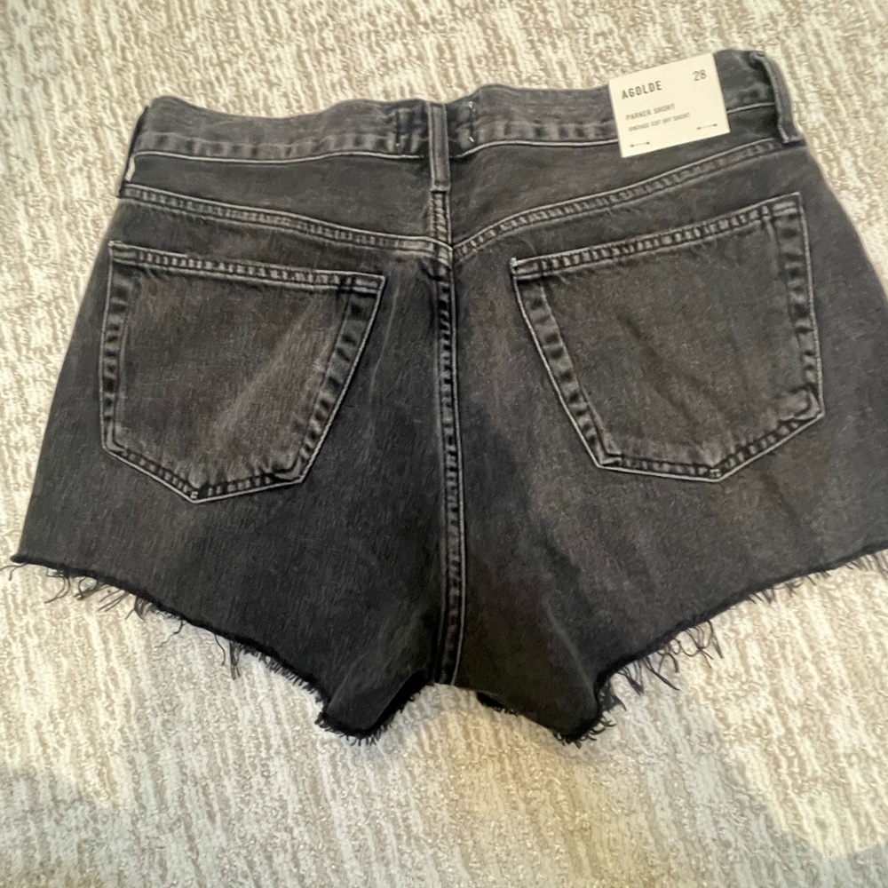 Agolde black denim shorts
